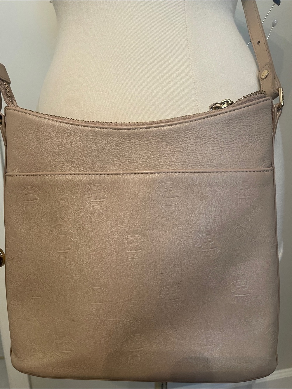 Brahmin Blush Tan Embossed Crossbody Bag